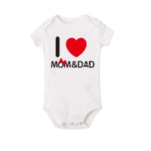 Toddlers Newborn Baby Fashion Girls Boys Casual Basic Short Sleeve Love Mom Dad Print Bodysuit