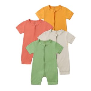 Toddlers Newborn Baby Fashion Boys Girls Casual Basic Short Sleeve Solid Color Romper