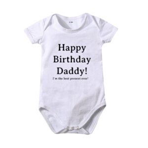 Toddlers Newborn Baby Fashion Girls Boys Casual Basic Short Sleeve Happy Birthday Daddy Letter Print Bodysuit