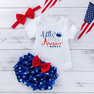 Toddlers Newborn Baby Fashion Girls Independence Day Short Sleeve Print Bodysuit And Star Print Shorts 3pcs Set