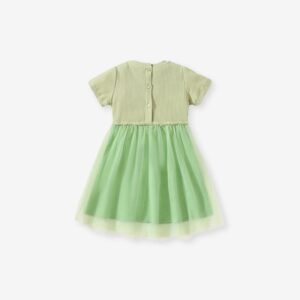 Children Kids Baby Fashion Girls Casual Basic Short Sleeve Cartoon Mesh Princess Dress