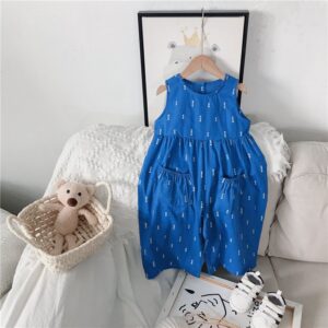 Children Kids Baby Fashion Girls Sleeveless Printed Casual Jumpsuit