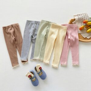 Children Kids Baby Fashion Girls Solid Color Leggings