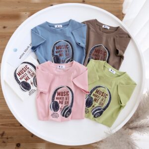 Children Kids Baby Fashion Girls Boys Casual Short Sleeve Letter Print T-Shirt