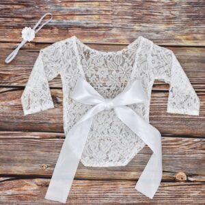 Toddlers Newborn Baby Fashion Girls Photography Long Sleeve Lace Bodysuit And Hair Band