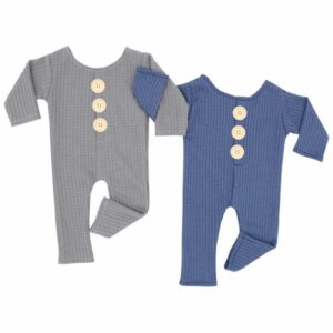 Toddlers Newborn Baby Fashion Girls Boys Photography Long Sleeve Solid Color Jumpsuit