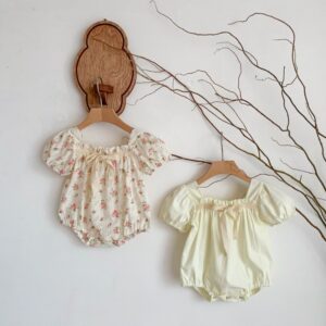 Toddlers Newborn Baby Fashion Girls Short Sleeve Cute Flower Print Bodysuit