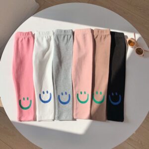 Children Kids Baby Fashion Girls Smiling Face Print Leggings