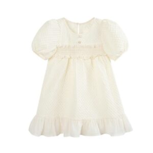 Children Kids Baby Fashion Girls Short Sleeved Solid Color Princess Dress