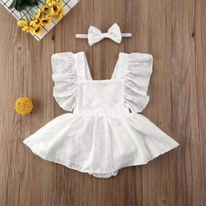 Toddlers Newborn Baby Fashion Girls Ruffle Sleeve Solid Color Bodysuit