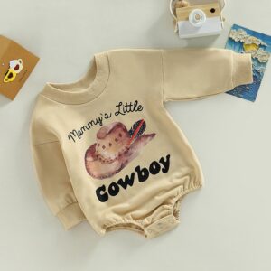 Toddlers Newborn Baby Fashion Girls Boys Long Sleeve Cowboy Print Bodysuit