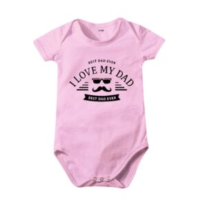 Toddlers Newborn Baby Fashion Girls Boys Basic Casual I Love My Dad Best Print Short Sleeve Bodysuit