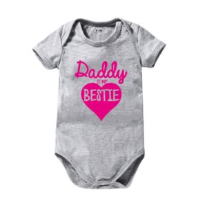 Toddlers Newborn Baby Fashion Girls Boys Basic Casual Daddy Ismy Bestie Print Short Sleeve Bodysuit