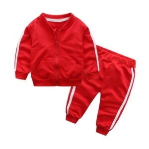 Toddlers Newborn Baby Fashion Girls Boys Long Sleeve Stripes Zipper Jacket And Pants 2pcs Set