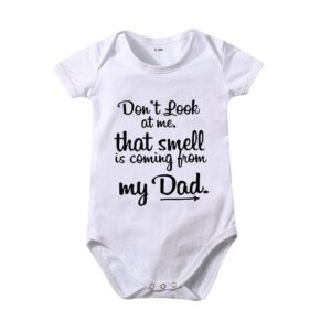 Toddlers Newborn Baby Fashion Girls Boys Basic Casual Don'T Look At Me Print Short Sleeve Bodysuit