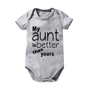 Toddlers Newborn Baby Fashion Girls Boys Basic Casual My Aunt Is Better Print Short Sleeve Bodysuit
