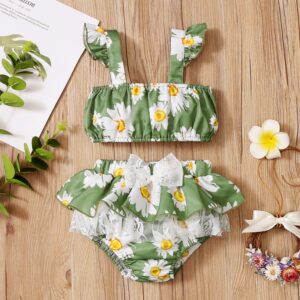 Toddlers Newborn Baby Fashion Girls Sleeveless Sling Floral Print Top And Shorts 2pcs Set