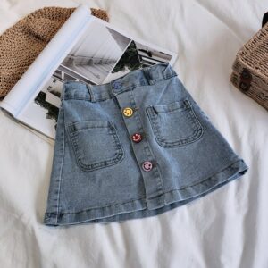 Children Kids Toddlers Fashion girls Multicolor Button Denim Skirt