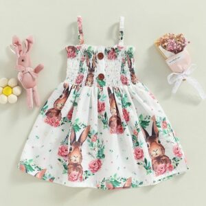 Toddlers Newborn Baby Fashion Girls Rabbit Floral Sleeveless Sling Princess Sundress