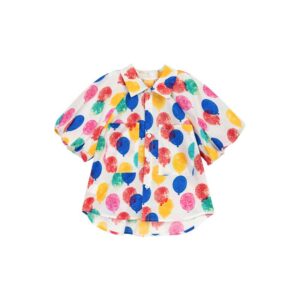 Girls Fashion Colorful Polka Dot Lapel T-Shirt