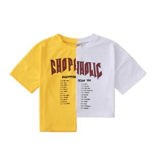 Girls Fashion Letter Pattern Spliced T-Shirt