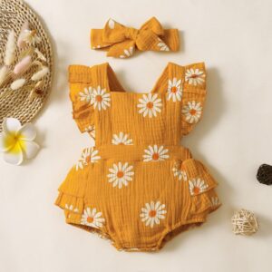 Toddlers Newborn Baby Fashion Girls Ruffle Sleeveless Floral Print Bodysuit