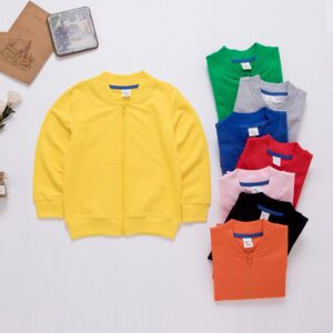 Children Kids Toddlers Fashion Girls Boys Solid Color Long Sleeve Basic Zipper Jacket