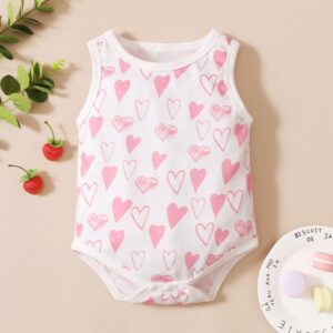 Toddlers Newborn Baby Fashion Girls Sleeveless Heart Print Romper