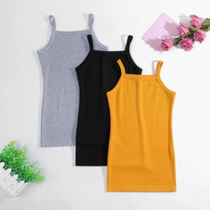 Children Kids Toddlers Fashion Girls Solid Color Suspenders Dress