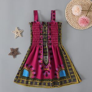 Children Kids Toddlers Fashion Girls Bohemian Vacation Sleeveless Print Sling Dress