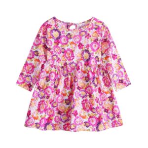 Children Kids Toddlers Fashion Girls Long Sleeve Flower Print Dress