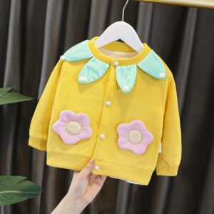 Toddlers Newborn Baby Fashion Girls Long Sleeve Flower Pattern Cardigan Coat