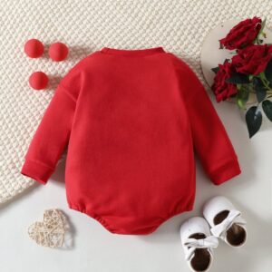Toddlers Newborn Baby Girls Boys Long Sleeve Valentine Letter Print Red Bodysuit