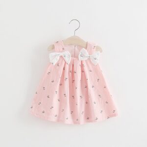 Toddlers Newborn Baby Girls Bow Floral Print Sleeveless Dress