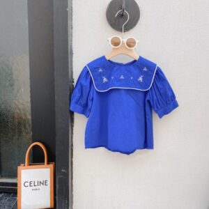 Children Kids Toddlers Girls Short-Sleeved Top And Plaid Pants 2pcs Set