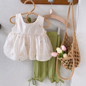 Children Kids Toddlers Girls Sleeveless Top And Pants 2pcs Set