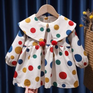 Children Kids Toddlers Girls Long Sleeve Colorful Dot Dress