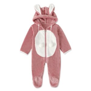 Toddlers Newborn Baby Boys Girls Long-Sleeved Rabbit Hooded Jumpsuit