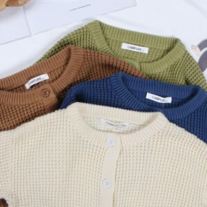 Children Kids Toddler Girls Boys Solid Color Knitted Cardigan