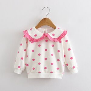 Toddlers Newborn Baby Girls Long Sleeves Dot Print Sweatshirt
