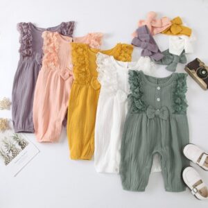 Toddlers Newborn Baby Girls Lace Sleeveless Jumpsuit