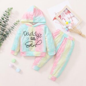 Toddler Newborn Baby Infant Girls Long Sleeve Tie Dye Hoodie And Pants 2pcs Set