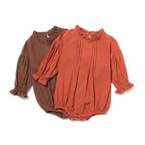 Toddler Baby Newborn Infant Girls Solid Color Long-Sleeved Bodysuit