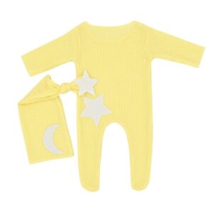 Toddler Baby Infant Newborn Star Moon Decoration Jumpsuit And Hat Photo Prop Set