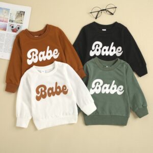 Toddler Baby Infant Girls Boys Letter Print Pullover Sweatshirt