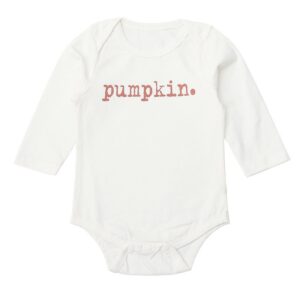 Fashion Kids Pumpkin Letter Print Round Neck Long Sleeve Romper