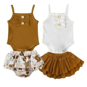 Children Slip Romper Ruffle Skirt Two-Piece Set