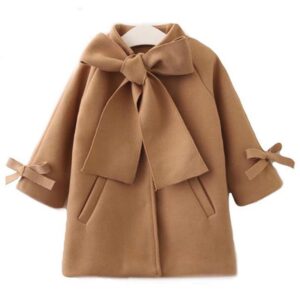 Fashion Girl Solid Color Bowknot Single Breasted Coat