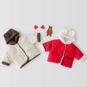 Kids Single-breasted Hooded Double-sided Wearable Coat