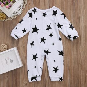 Baby Round Neck Single-breasted Star Printed Jumpsuit